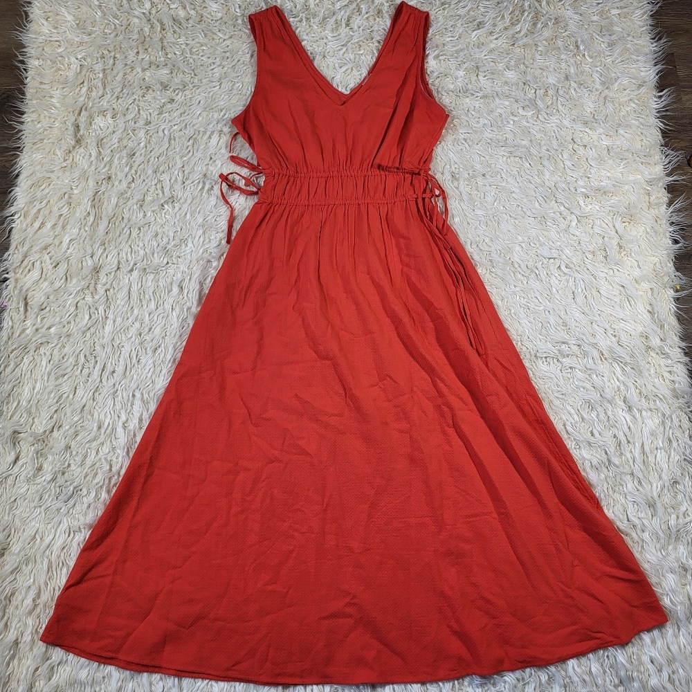 Faherty Brand sandbar Organic Cotton maxi dress Red Sleeveless Size Medium - Picture 4 of 11